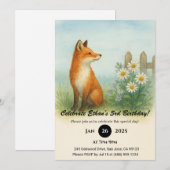 Waterverf Vos in Wildflower Meadow Verjaardag Kaart (Voorkant / Achterkant)