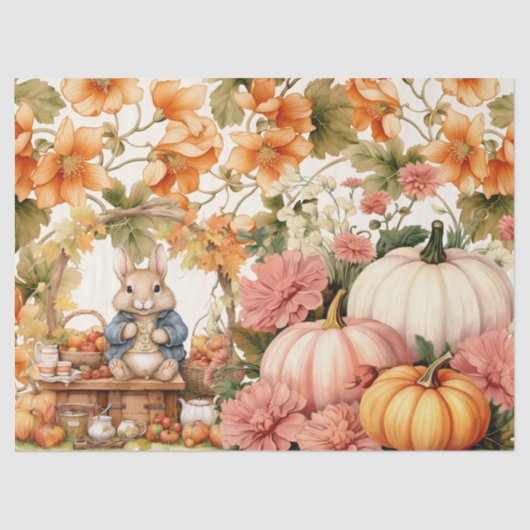 Waterverf Vos Pompoenen & Herfst Foliage Decoupage Tissuepapier (Voorkant)
