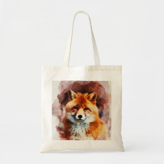 waterverf vos tote bag