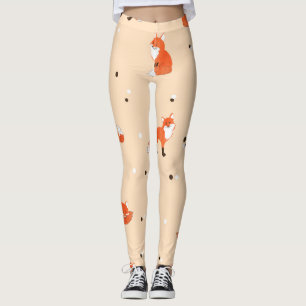 Waterverf vossen: schattig,  achtergrondpatroon leggings