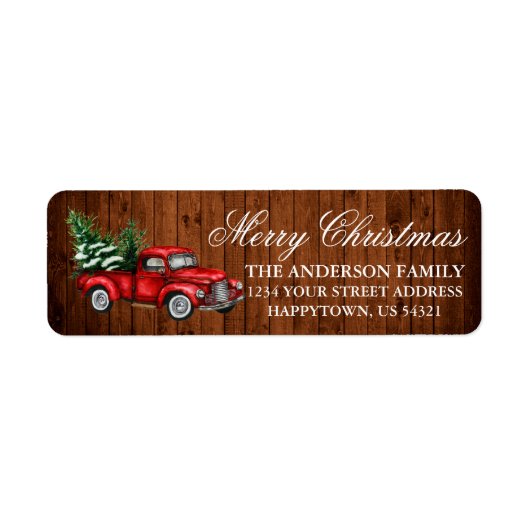 Waterverf  Vrachthout kerstadres Etiket (Voorkant)