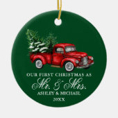 Waterverf Vrachtwagen de heer Mrs. Keramisch Ornament (Voorkant)