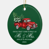 Waterverf Vrachtwagen de heer Mrs. Keramisch Ornament (Links)