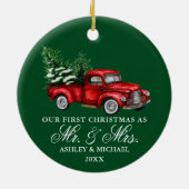 Waterverf Vrachtwagen de heer Mrs. Keramisch Ornament (Achterkant)