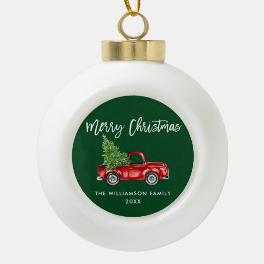 Waterverf  vrachtwagen  keramische bal ornament (Voorkant)
