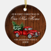 Waterverf  Vrachtwagen Kerstmis Nieuw startpunt Keramisch Ornament (Voorkant)