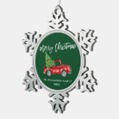 Waterverf  vrachtwagen  tin sneeuwvlok ornament (Rechts)