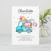 Waterverf Vrachtwagenballon Kinder Ice Cream Verja Kaart (Staand voorkant)