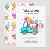 Waterverf Vrachtwagenballon Kinder Ice Cream Verja Kaart (Voorkant / Achterkant)