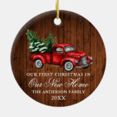 Waterverf  vrachtwagenpark Ons nieuwe thuis Keramisch Ornament (Achterkant)