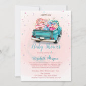 Waterverf vrachtwagens rijden op Baby shower Kaart (Voorkant)