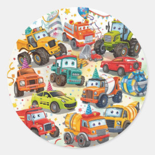 Waterverf vrachtwagenstickers Bouwvoertuigen Ronde Sticker