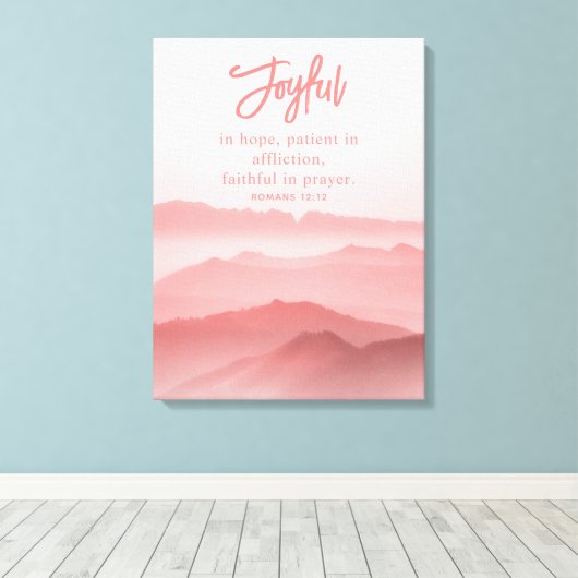 Waterverf Vreedzaam Landschap Bijbelvers Canvas Afdruk (Insitu (Houten vloer))