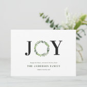 Waterverf vreugde op monogram vakantie feestdagenkaart (Staand voorkant)