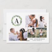 Waterverf vreugde op monogram vakantie feestdagenkaart (Achterkant)