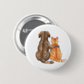 Waterverf Vriendschap Hond en Kat Ronde Button 5,7 Cm (Voorkant /achterkant)