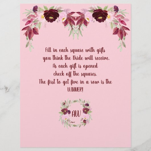 Waterverf Vrijgezellenfeest Bingo Flyer (Achterkant)