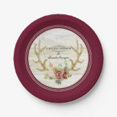 Waterverf Vrijgezellenfeest Boho Deer Antler Red R Papieren Bordje (Voorkant)