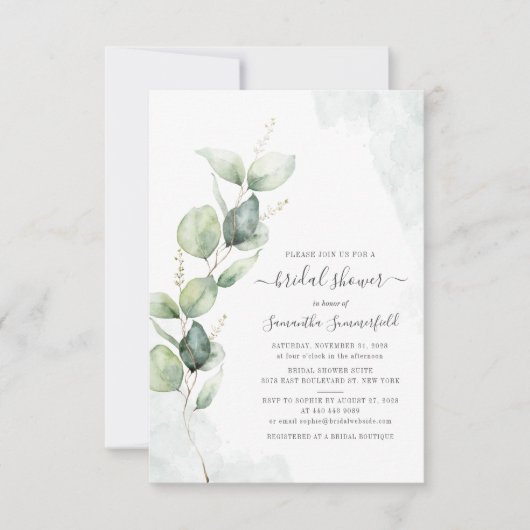 Waterverf Vrijgezellenfeest Eucalyptus Script Flor Kaart (Voorkant)