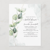 Waterverf Vrijgezellenfeest Eucalyptus Script Flor Uitnodiging Briefkaart (Voorkant)