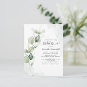 Waterverf Vrijgezellenfeest Eucalyptus Script Flor Uitnodiging Briefkaart (Staand voorkant)