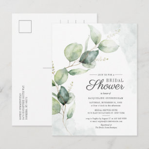 Waterverf Vrijgezellenfeest Eucalyptus Script Flor Uitnodiging Briefkaart
