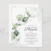 Waterverf Vrijgezellenfeest Eucalyptus Script Flor Uitnodiging Briefkaart (Voorkant / Achterkant)
