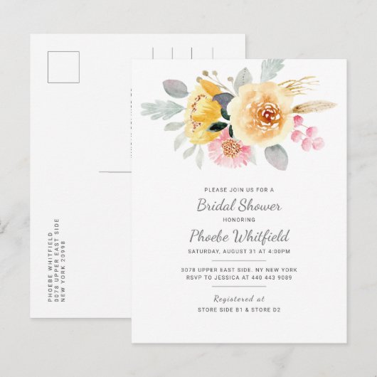 Waterverf Vrijgezellenfeest Floral Modern Botanica Uitnodiging Briefkaart (Voorkant / Achterkant)