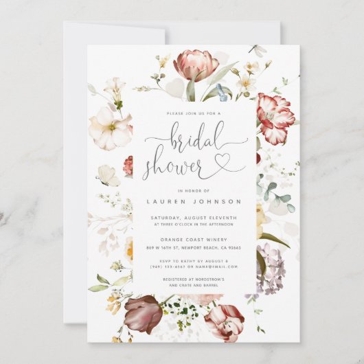  Waterverf Vrijgezellenfeest Floral Script Kaart (Voorkant)