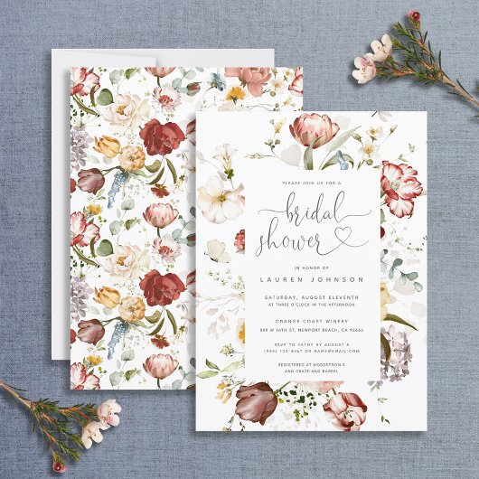 Waterverf Vrijgezellenfeest Floral Script Kaart