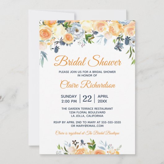 Waterverf vrijgezellenfeest Koraalpeach Kaart (Voorkant)