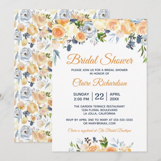 Waterverf vrijgezellenfeest Koraalpeach Kaart (Voorkant / Achterkant)