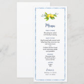 Waterverf Vrijgezellenfeest Lemon Menu (Voorkant / Achterkant)