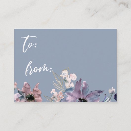 Waterverf - Vrijgezellenfeest met Floral Dusty Blu Informatiekaartje (Achterkant)