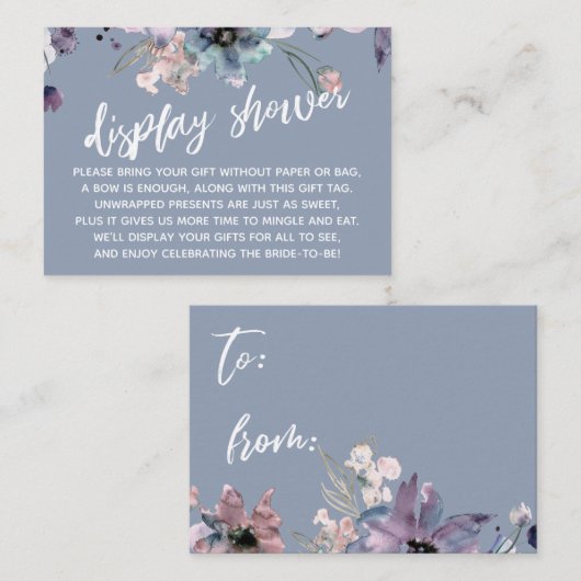 Waterverf - Vrijgezellenfeest met Floral Dusty Blu Informatiekaartje (Voorkant / Achterkant)