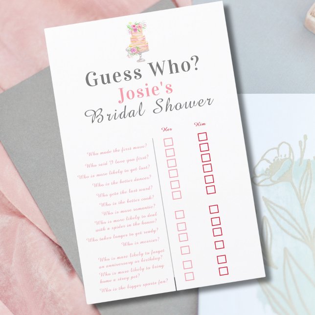 Waterverf Vrijgezellenfeest Roos Cake Raad eens wi (Creator heeft geüpload)