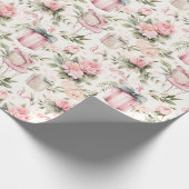 Waterverf Vrijgezellenfeest - roze rozen en gesche Cadeaupapier (Hoek)