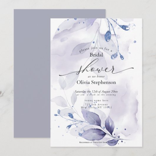 Waterverf Vrijgezellenfeest Rustic Violet Foliage Kaart (Voorkant / Achterkant)