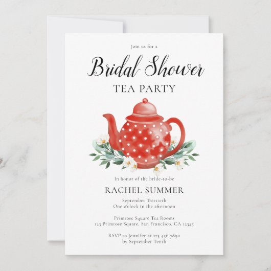 Waterverf Vrijgezellenfeest Tea Kaart (Voorkant)