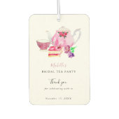 Waterverf Vrijgezellenfeest Tea Party Dank u Roze Luchtverfrisser (Voorkant)