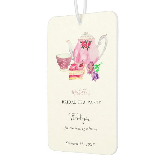 Waterverf Vrijgezellenfeest Tea Party Dank u Roze Luchtverfrisser (Links)