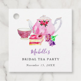 Waterverf Vrijgezellenfeest Tea Party Paars Teapot Bedankjes Labels