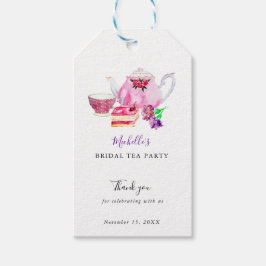 Waterverf Vrijgezellenfeest Tea Party Paarse Chic Cadeaulabel
