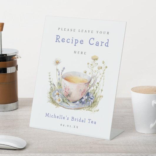 Waterverf Vrijgezellenfeest Tea Party Recept Kaart Reclamebord Met Voetstuk (Insitu)