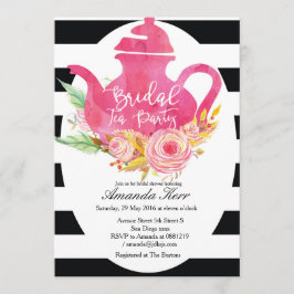 Waterverf Vrijgezellenfeest Tea Party Uitnodiging