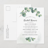 Waterverf Vrijgezellenfeest van de Eucalyptus Gree Uitnodiging Briefkaart (Voorkant / Achterkant)