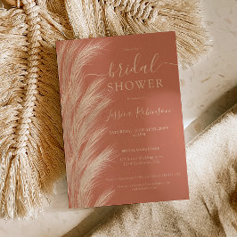 Waterverf vrijgezellenfeest van terracotta pampas kaart