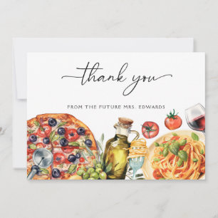 Waterverf Vrijgezellenfeest voor Italiaans eten Bedankkaart