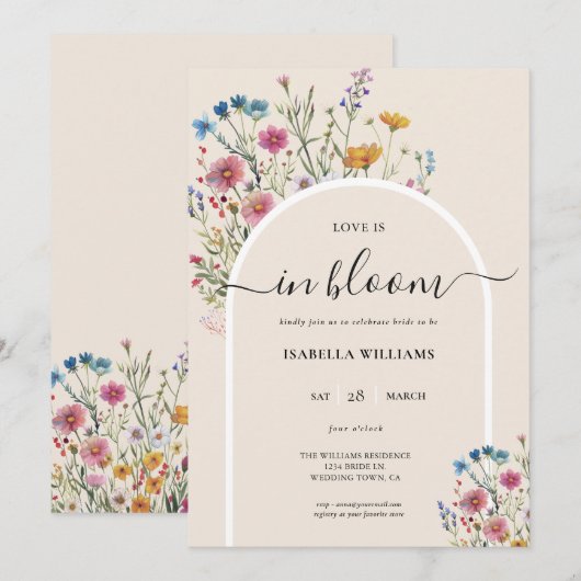 Waterverf Vrijgezellenfeest voor moderne wilde blo Kaart (Voorkant / Achterkant)