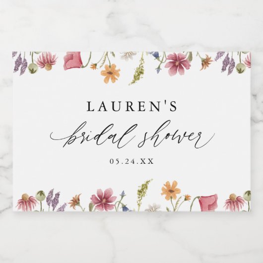 Waterverf Vrijgezellenfeest voor voorjaarsbloem Sparkling Wijnetiket (Enkel label)